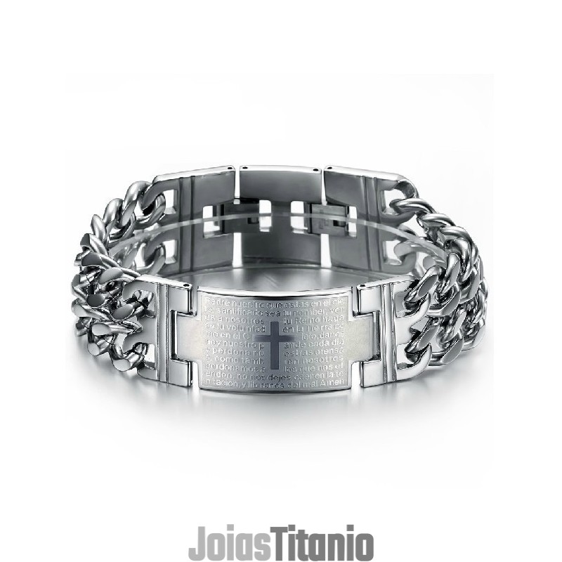 Pulseira Masculina Cruz De Titânio Fácil De Usar