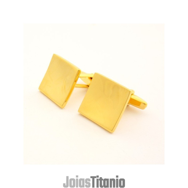 Abotoaduras Quadradas Côncavas Banhadas A Titânio E Ouro Ip Abotoaduras Quadradas Côncavas Banhadas A Titânio E Ouro Ip
