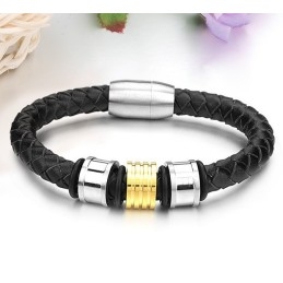 Pulseira De Couro De Titânio Redonda Masculina De Qualidade Confiável