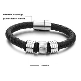 Pulseira De Couro De Titânio Preto De Alta Qualidade