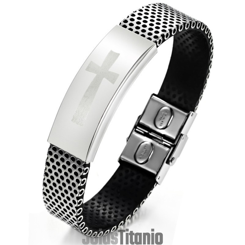 Pulseira Masculina Cruz De Couro De Titânio Com Qualidade E Quantidade Garantidas Pulseira Masculina Cruz De Couro De Titânio Com Qualidade E Quantidade Garantidas