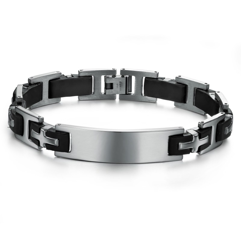 Pulseira Masculina De Silicone De Titânio Durável Em Uso Pulseira Masculina De Silicone De Titânio Durável Em Uso