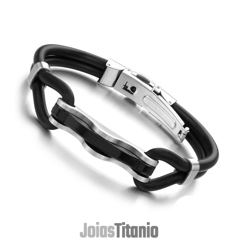 Pulseira De Couro De Titânio Preto The King Of Quantity Pulseira De Couro De Titânio Preto The King Of Quantity