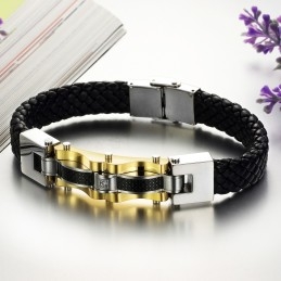 Pulseira Masculina De Couro De Titânio Com Desempenho Confiável