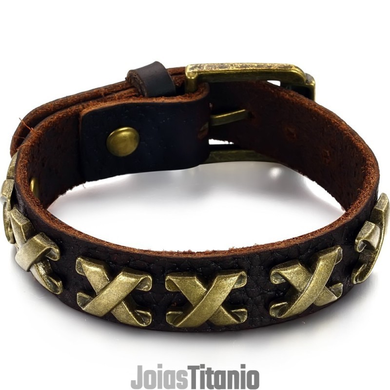 Pulseira De Couro De Titânio Com Números Romanos De Alta Qualidade Pulseira De Couro De Titânio Com Números Romanos De Alta Qualidade