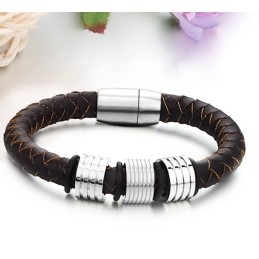 Pulseira De Couro De Titânio Marrom De Alta Qualidade