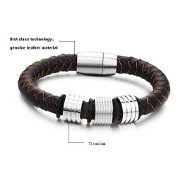 Pulseira De Couro De Titânio Marrom De Alta Qualidade
