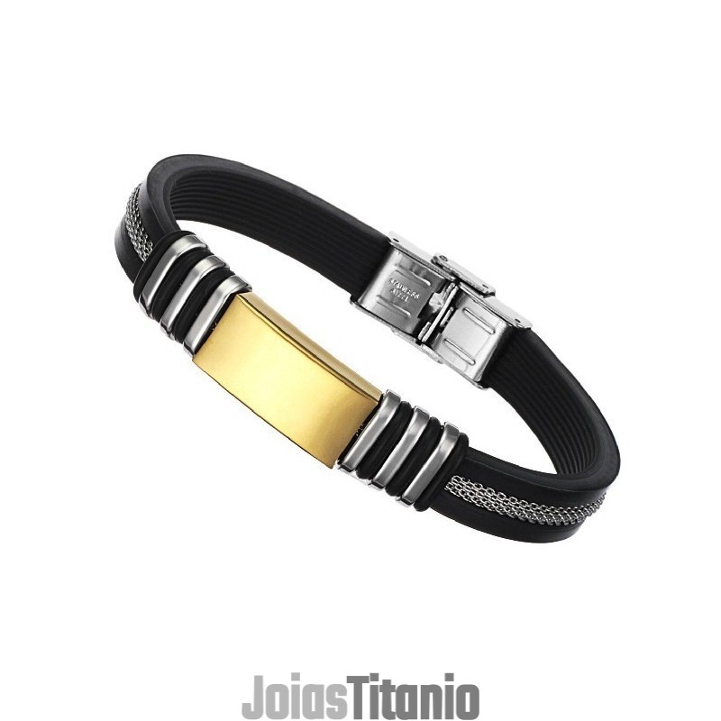 Pulseira Masculina De Titânio E Silicone De Renome Mundial Pulseira Masculina De Titânio E Silicone De Renome Mundial
