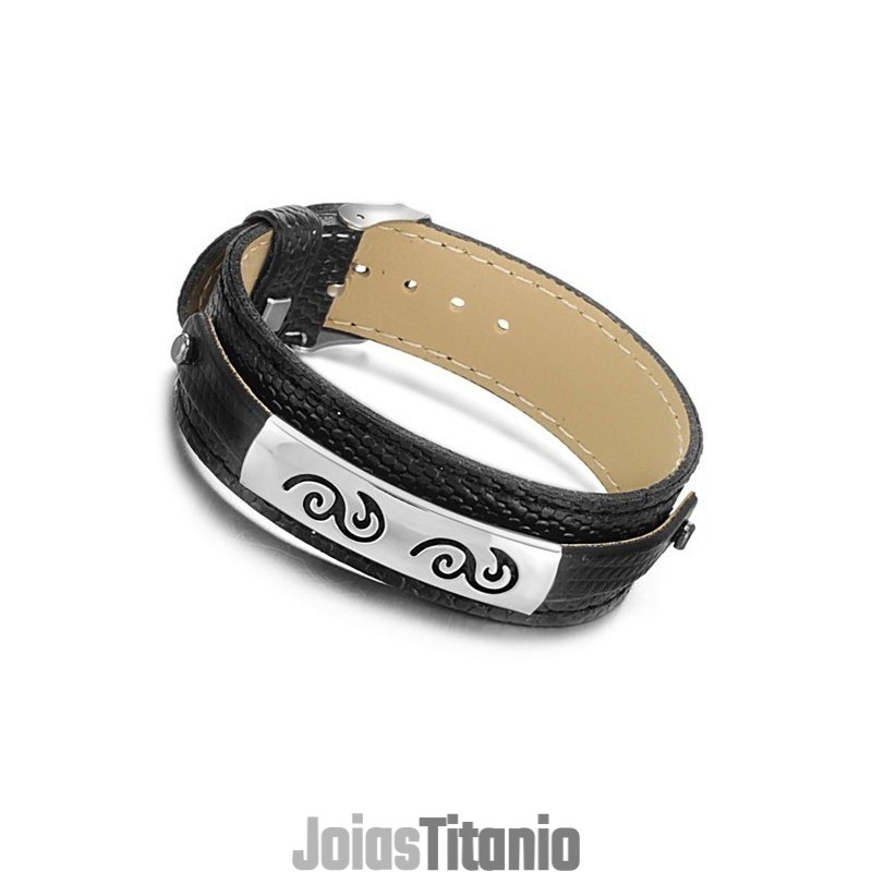 Pulseira De Couro De Titânio Preto De Grandes Variedades