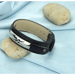 Pulseira De Couro De Titânio Preto De Qualidade Estável