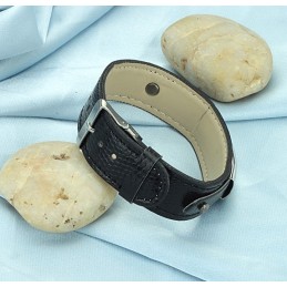 Pulseira De Couro De Titânio Preto De Qualidade Estável