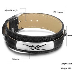 Pulseira De Couro De Titânio Preto De Qualidade Estável