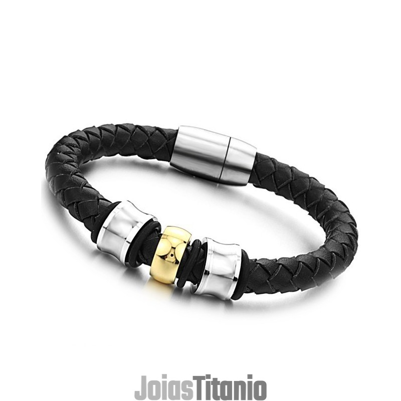 Pulseira De Couro De Titânio Com Formato Redondo E Reputação Confiável