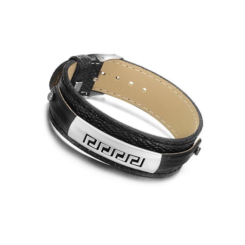 Pulseira De Couro De Titânio Preto De Qualidade Superior