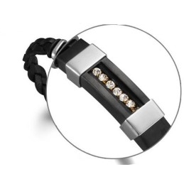 Pulseira Masculina De Couro De Titânio Preto De Reputação Confiável