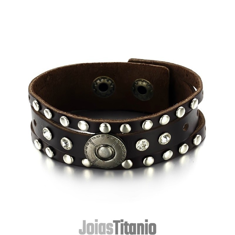 Pulseira Masculina Retrô De Couro De Titânio De Excelente Qualidade