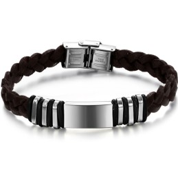 Pulseira De Couro De Titânio Marrom De Qualidade Confiável
