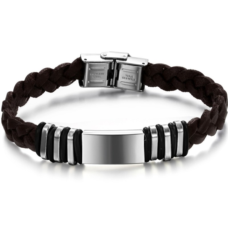 Pulseira De Couro De Titânio Marrom De Qualidade Confiável Pulseira De Couro De Titânio Marrom De Qualidade Confiável