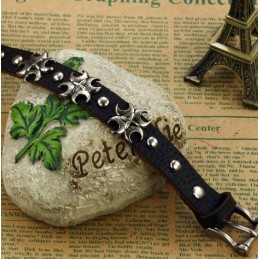 Pulseira De Couro De Titânio Queen Of Quality Cross