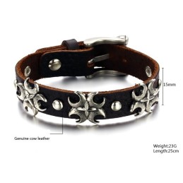 Pulseira De Couro De Titânio Queen Of Quality Cross