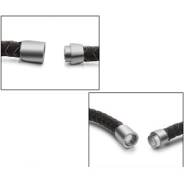 Pulseira Masculina De Couro De Titânio Marrom De Excelente Qualidade