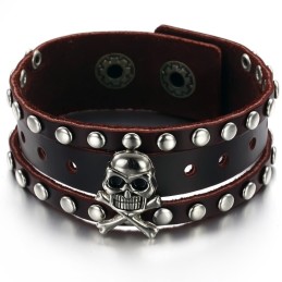 Pulseira De Couro De Titânio Com Caveira Masculina De Qualidade E Quantidade Garantidas