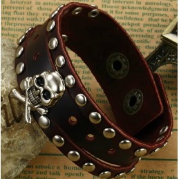 Pulseira De Couro De Titânio Com Caveira Masculina De Qualidade E Quantidade Garantidas