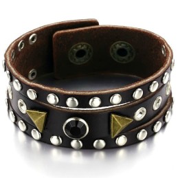 Pulseira De Couro De Titânio Retrô De Alta Qualidade Com Strass