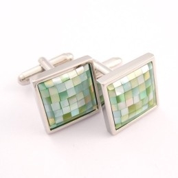 Abotoaduras De Concha Natural Verde-Maçã De Titânio