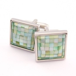 Abotoaduras De Concha Natural Verde-Maçã De Titânio