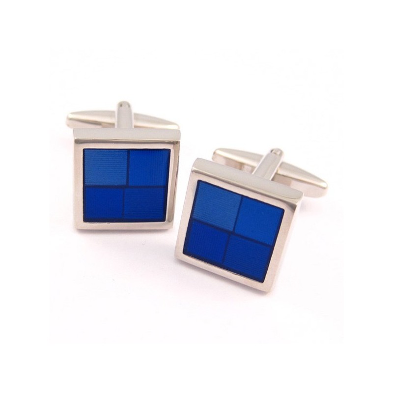 Abotoaduras Funky Quadradas De Titânio E Azul Abotoaduras Funky Quadradas De Titânio E Azul