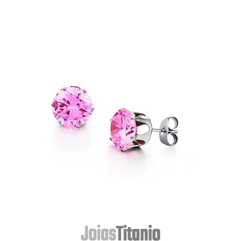Brincos Femininos De Titânio Rosa Com Diamantes De Grande Variedade