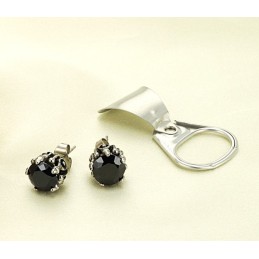 Brincos De Titânio Preto Com Diamante E Reputação Confiável