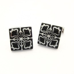 Abotoaduras De Nuvem Auspiciosa Banhadas A Titânio E Ip Preto