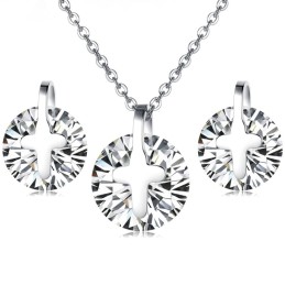 Colar E Brincos De Titânio Com Strass Da Rainha Da Qualidade