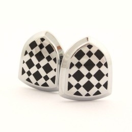 Abotoaduras De Escudo Banhadas A Titânio E Ip Preto