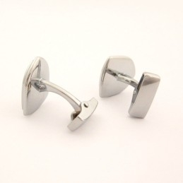 Abotoaduras De Escudo Banhadas A Titânio E Ip Preto