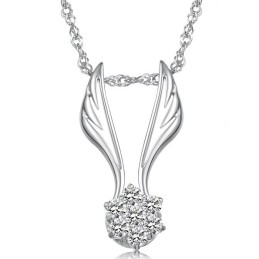 Colar De Titânio Com Revestimento De Platina Em Formato De Asa Feminina Fácil De Usar Com Strass