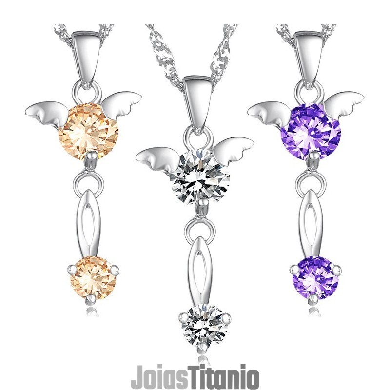 Colar De Titânio Com Revestimento De Platina Roxa Feminina De Qualidade Estável Com Diamante Colar De Titânio Com Revestimento De Platina Roxa Feminina De Qualidade Estável Com Diamante