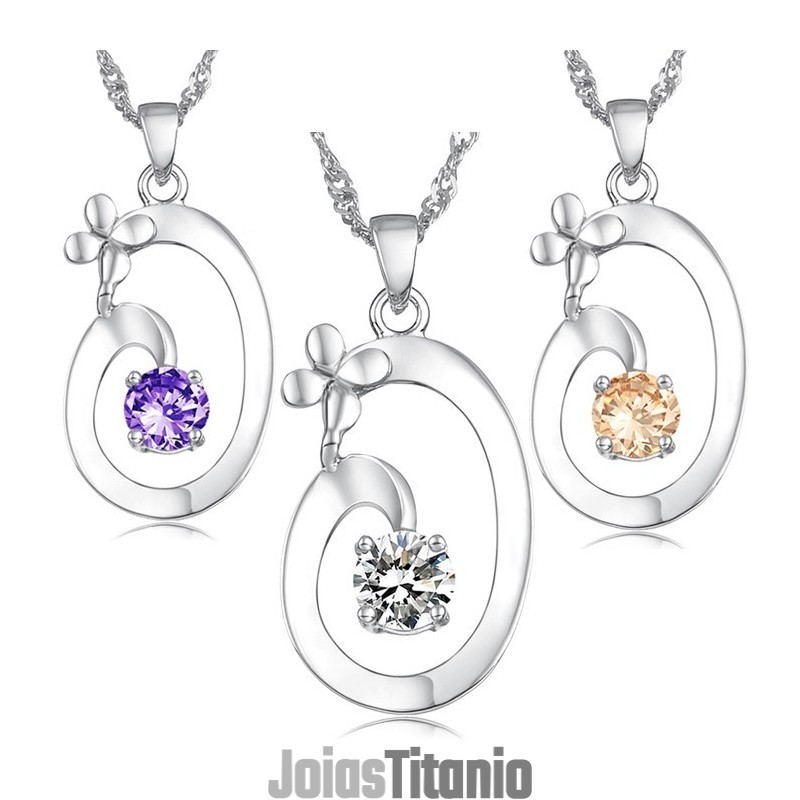 Colar De Titânio Banhado A Platina Feminino Elegante De Excelente Qualidade Colar De Titânio Banhado A Platina Feminino Elegante De Excelente Qualidade