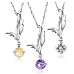 Colar De Titânio Com Revestimento De Platina E Formato De Asa Feminina De Qualidade Confiável Com Strass
