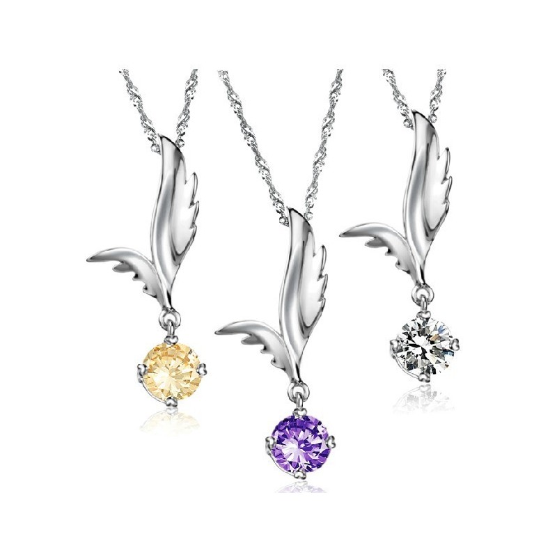 Colar De Titânio Com Revestimento De Platina E Formato De Asa Feminina De Qualidade Confiável Com Strass Colar De Titânio Com Revestimento De Platina E Formato De Asa Feminina De Qualidade Confiável Com Strass