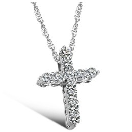 Colar De Titânio Com Cruz Feminina De Reputação Confiável E Banhado A Platina Com Strass