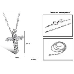 Colar De Titânio Com Cruz Feminina De Reputação Confiável E Banhado A Platina Com Strass