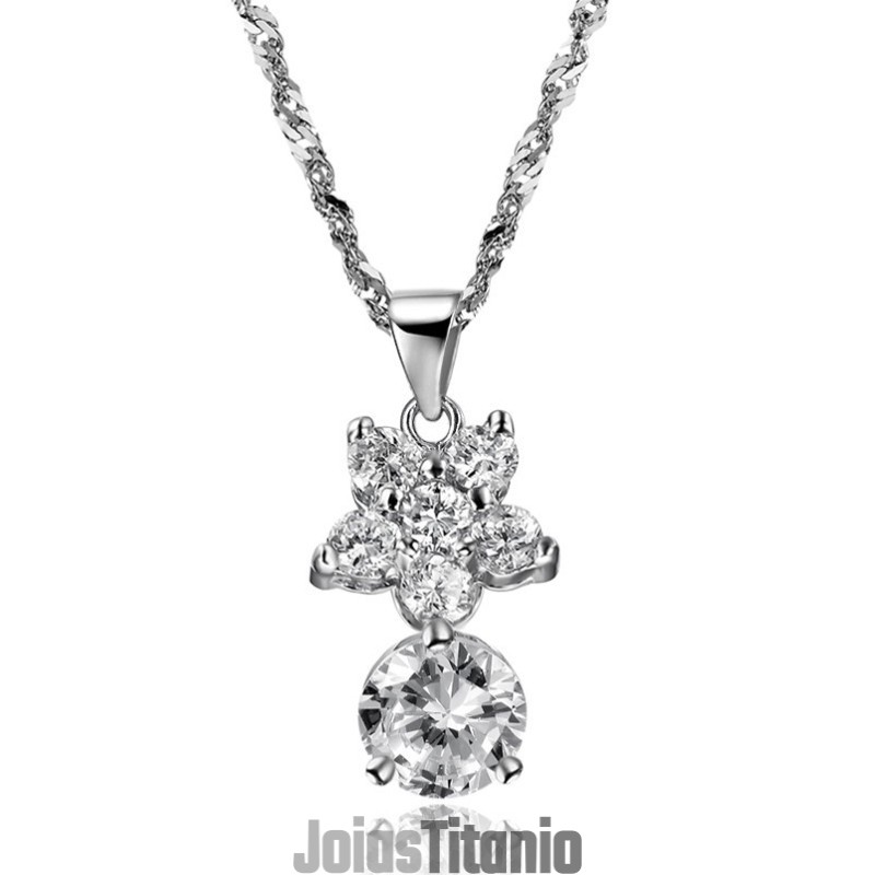 Colar De Titânio Com Banho De Platina E Strass Feminino The Queen Of Quality Star Colar De Titânio Com Banho De Platina E Strass Feminino The Queen Of Quality Star