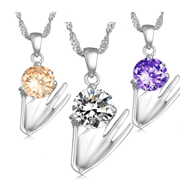 Colar Feminino De Titânio Com Banho De Platina Roxa E Diamantes De Grande Variedade Colar Feminino De Titânio Com Banho De Platina Roxa E Diamantes De Grande Variedade