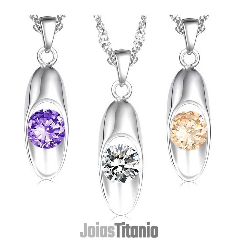 Colar Feminino De Titânio Com Banho De Platina E Diamante, Qualidade E Quantidade Garantidas Colar Feminino De Titânio Com Banho De Platina E Diamante, Qualidade E Quantidade Garantidas