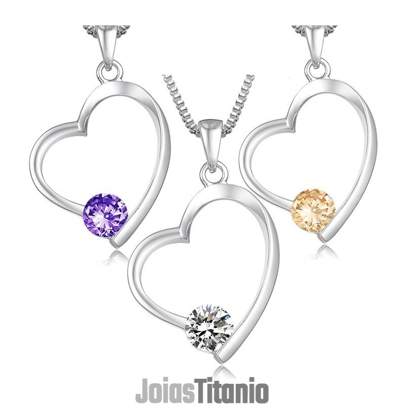Colar Feminino De Titânio Com Banho De Platina E Diamantes, Grande Variedade Colar Feminino De Titânio Com Banho De Platina E Diamantes, Grande Variedade