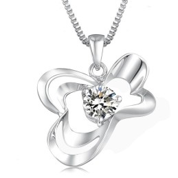 Colar Feminino De Titânio Com Banho De Platina E Diamante De Excelente Qualidade