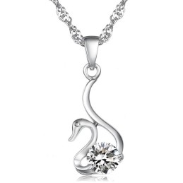 Colar De Titânio Com Revestimento De  E Diamante Em Formato De Cisne Feminino De Reputação Confiável